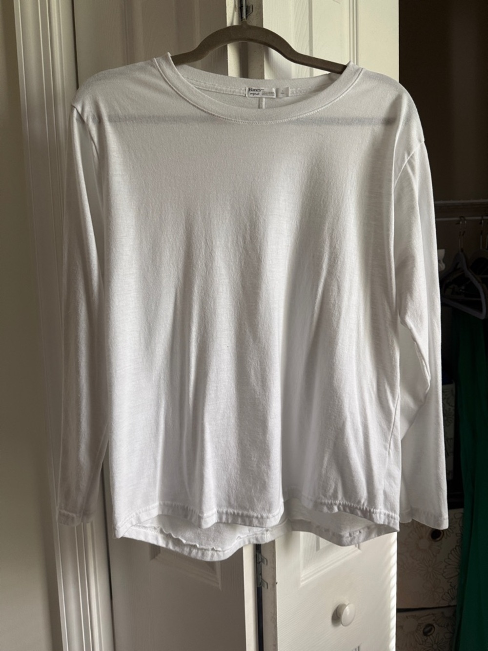 Hanes White Ribbed Crewneck T-Shirt